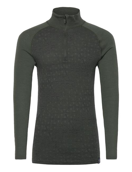 Geo Merino Wool Halfzip Bula Green