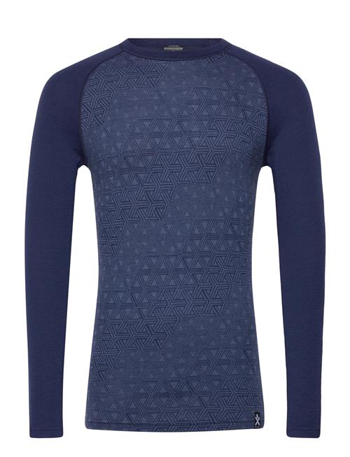 Geo Merino Wool Crew Bula Navy