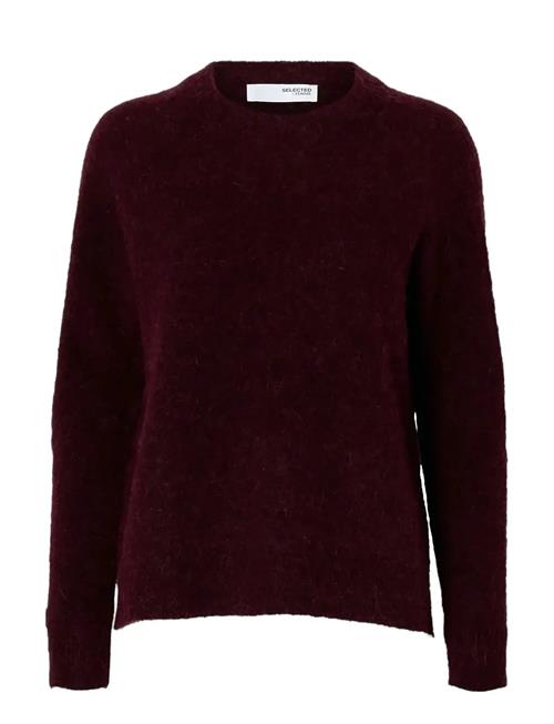 Slflulu Ls Knit O-Neck Noos Selected Burgundy