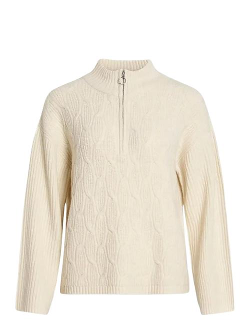 Vilassia L/S High Neck Zipper Top - Noos Vila Cream