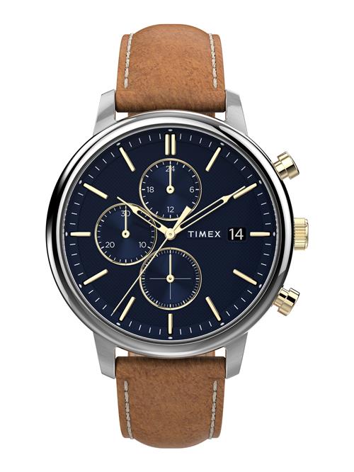 TIMEX Analogt ur 'Chicago City'  champagne / natblå / karamel / sølv