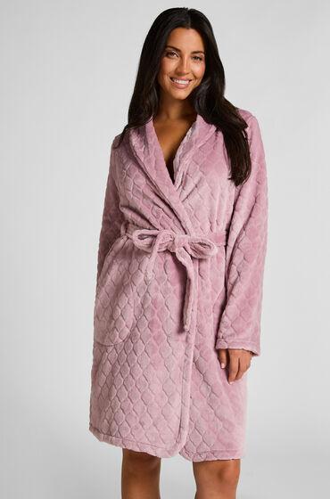 Hunkemöller Kort flannelmorgenkåbe lilla