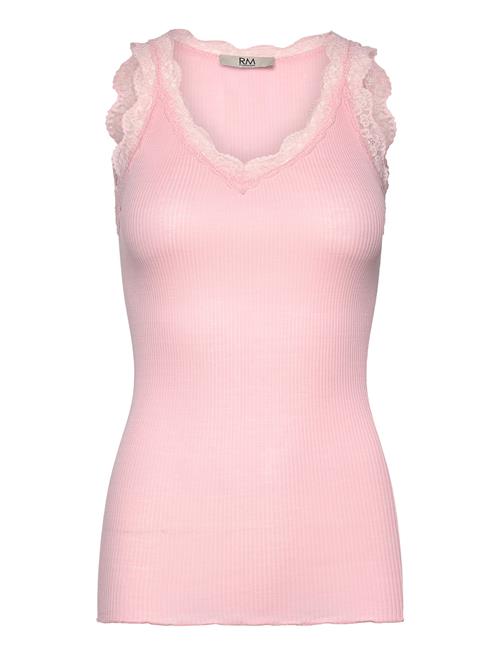 Rmwbalta Modal Sl Lace V-Neck Top RM By Rosemunde Pink
