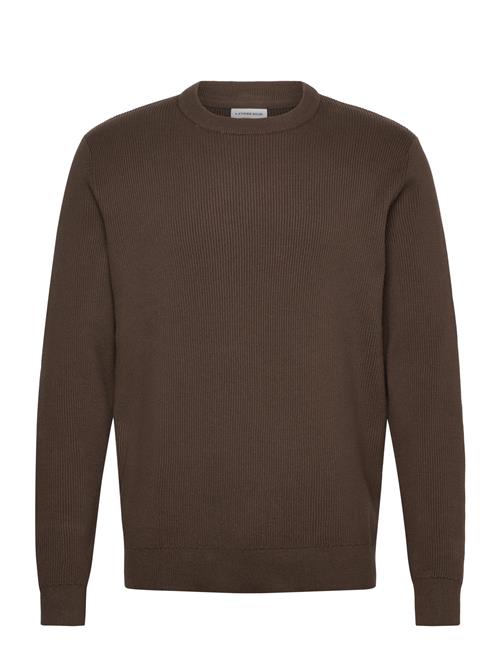 Rib Knitted O-Neck Knit Lindbergh Brown
