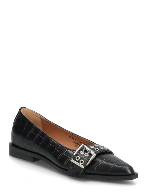 Biavictoria Buckle Ballet Flat Croco Embossed Leather Bianco Black