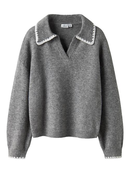 NAME IT Strikket Polo Trøje Rikasa Grey Melange