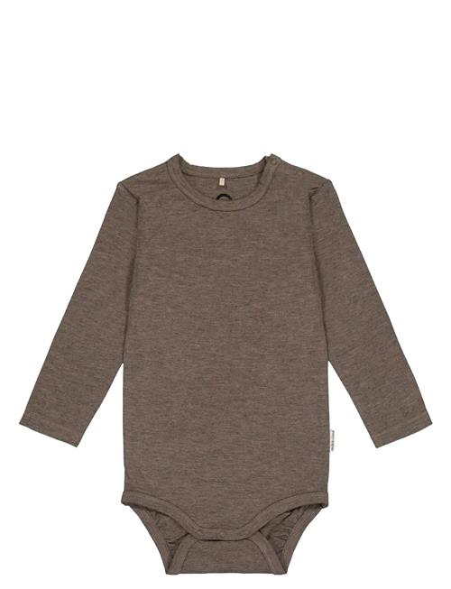 Wool/Bamboo Ls Body Mikk-line Brown