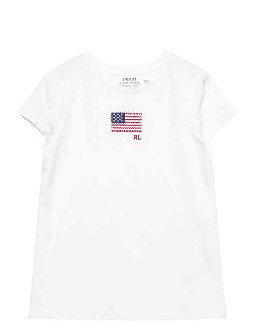 Flag-Appliqué Cotton Jersey Tee Ralph Lauren Kids White