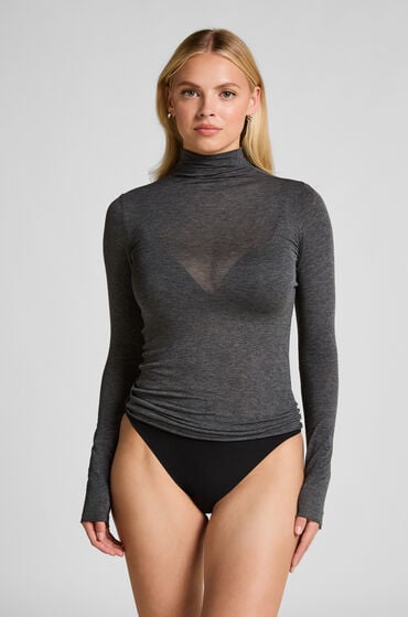 Hunkemöller super soft rullekrave bluse med cashmere Grå