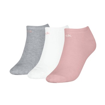 Calvin Klein Strømper 3P Sneaker Socks For Women Rosa/Grå Str 39/42 Dame