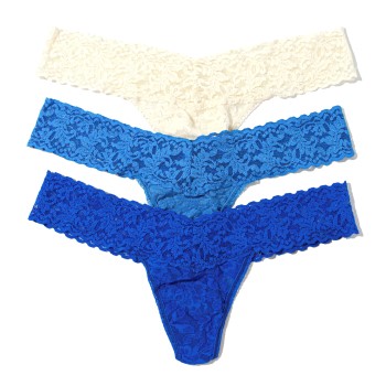 Hanky Panky Trusser 3P Low Rise Lace Thong Blå/Hvid nylon One Size Dame