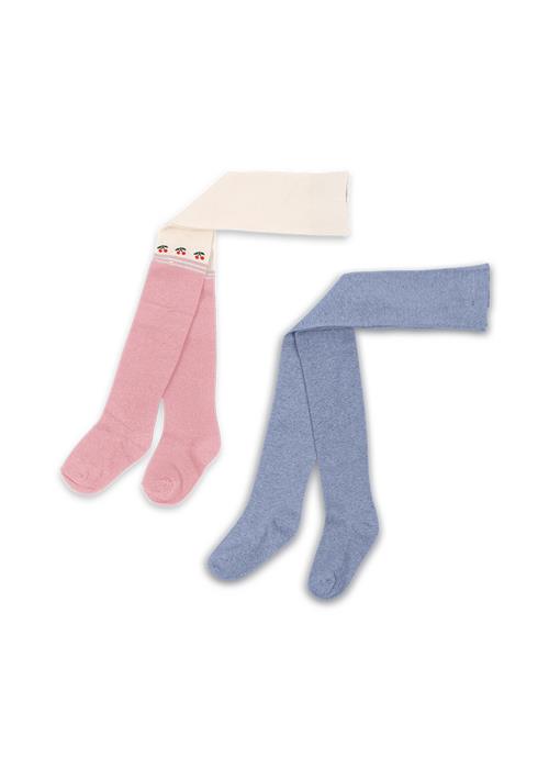 Konges Sløjd Cherry Lurex 2-pak Strømpebukser Purple Pink Dolphin  Purple/Pink Dolphin 104/110 cm  Lilla  104/110 cm  kvinde