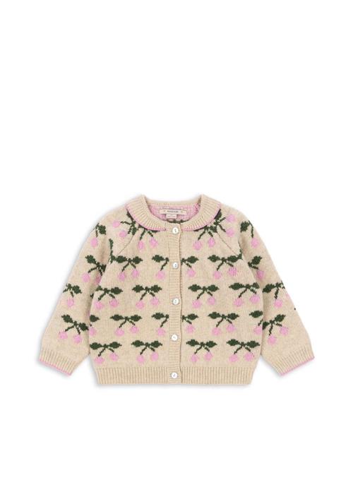 Konges Sløjd Belou Cardigan Med Strikket Krave Cherry  Cherry 7-8 Y  Beige  7-8 år  kvinde