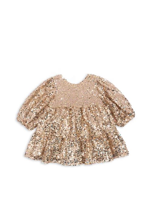 Konges Sløjd Lila Kjole Med Pailletter Og Sløjfe Gold Glitter  Gold Glitter 4 Y  Guld  4 år  kvinde