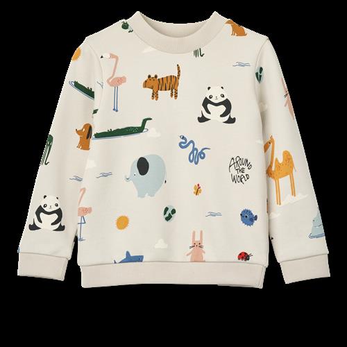 Liewood GOTS Thora Trykt Swearshirt Around The World / Sandy  Printed Swearshirt-134/140 cm  Beige  134/140 cm  unisex