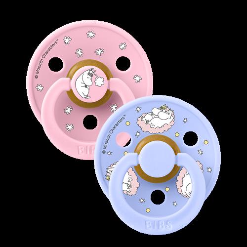 BIBS Bibs X Moomins Dreaming 2-pak Latex-sutter Hush Baby Pink  Baby Pink-Size 2 Latex Lyserød  6 måneder  unisex