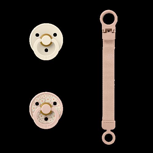 BIBS Gavesæt Med Rund Latexsut Og Løkkeklips Blush  Blush 0+ Months  Lyserød  0+ måneder  unisex