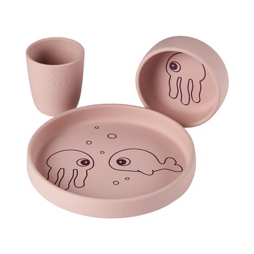 Done by Deer Sea Friends Middagssæt I Silikone Powder  Powder-OS  Lyserød  One Size  unisex