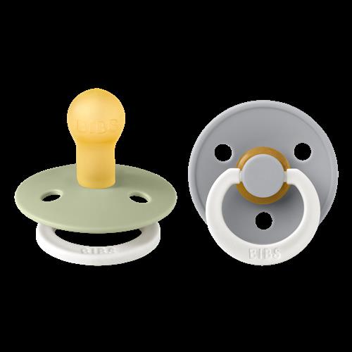 BIBS 2-Pack COLOUR Rund Latex-sut Glow / Cloud Glow  Sage GLOW/Cloud GLOW 0+ Months  Grøn  0+ måneder 0+ unisex