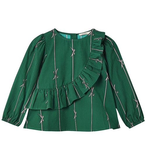 Fliink Bluse - Bowie - Hunter Green Bow AOP