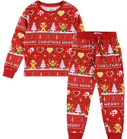 Jule-Sweaters Nattøj - 2-Delt - Christmas Cookie - Rød