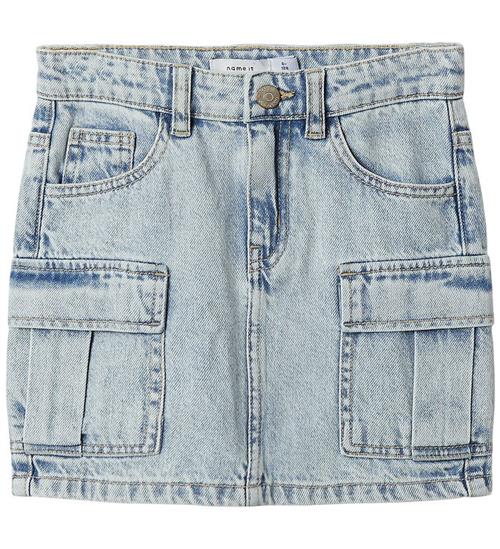 Name It Nederdel - Denim - NkfMillie - Cargo - Light Blue Bleach