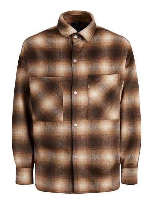 JACK & JONES Overgangsjakke 'Cane'  kastaniebrun / hvid