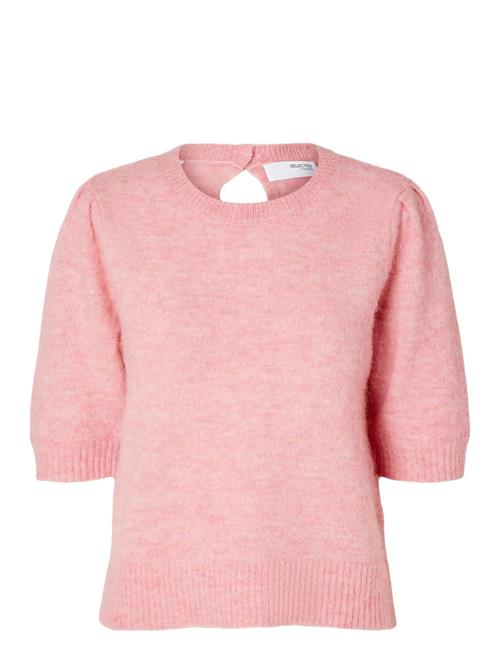 Slflulu Ss Open Back Knit O-Neck Noos Selected Pink