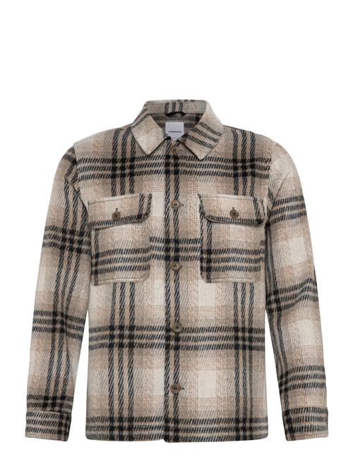 Wool Touch Check Overshirt Lindbergh Brown