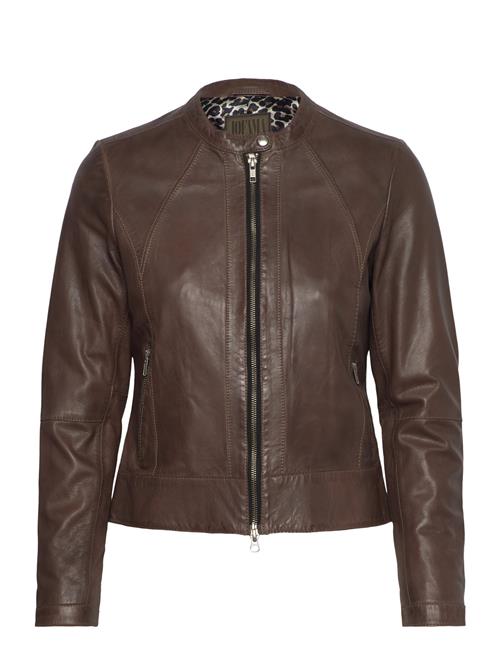 Diora Classic Leather Jacket Jofama Brown