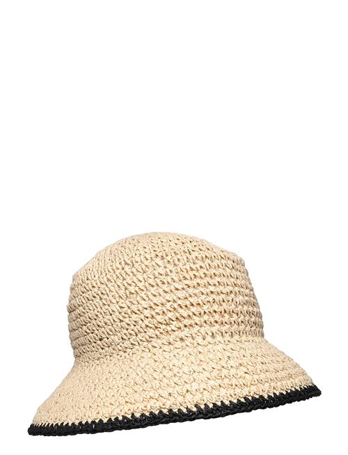 Contrast Stripe Paper Straw Bucket Hat Lexington Clothing Beige