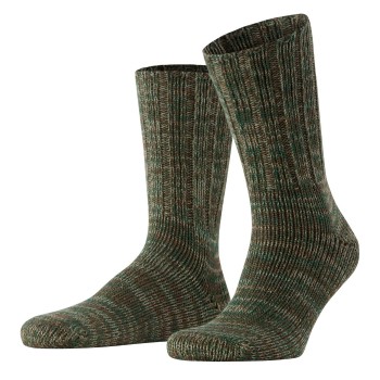 Falke Strømper Brooklyn Sock Grøn/Brun økologisk bomuld Str 39/42 Herre