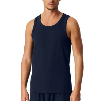 Schiesser Men Double Rib Tank Top Marineblå bomuld Medium