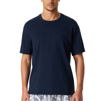 Schiesser Mix and Relax Men Short Sleeve Shirt Marineblå bomuld Medium Herre
