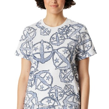 Schiesser Mix and Relax Short Sleeve Shirt Hvid Mønster bomuld Medium Dame