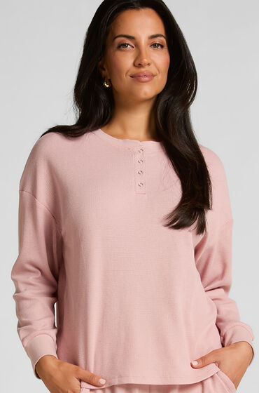 Hunkemöller Waffle Henley top Lyserød
