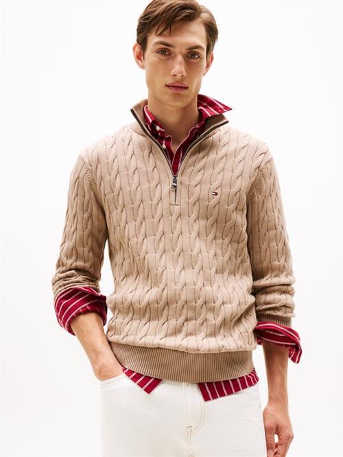 CLASSIC COTTON CABLE ZIP MOCK