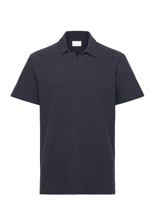 Loose Bouclé Polo Knowledge Cotton Apparel Navy