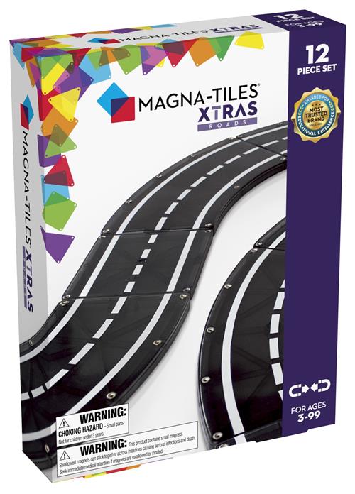 Magna-Tiles MAGNA-TILES XTRAS : Roads Byggeklodser 12 Stk. Sæt (6/ctn) Multi  Multi-3-6 Y  Hvid  One Size 3 Y+ unisex