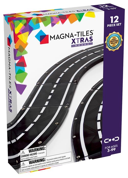 Magna-Tiles MAGNA-TILES XTRAS : Roads Byggeklodser 12 Stk. Sæt (6/ctn) Multi  Multi-3-6 Y  Hvid  One Size 3+ Years unisex