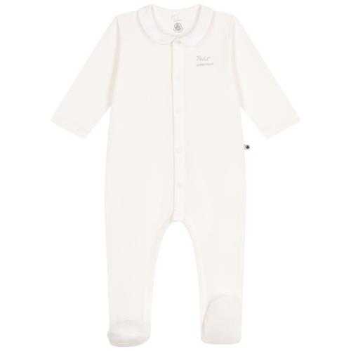 Petit Bateau Onesie Med Krave Marshmallow 6 months  Hvid  6 måneder  unisex