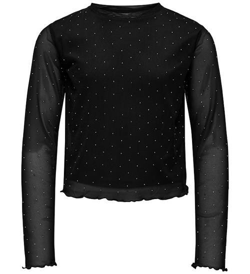 Kids Only Bluse - KogJada - Tyl - Black/Silver Rhinestones