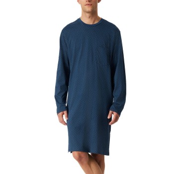 Schiesser Comfort Essential Longsleeve Sleepshirt Marineblå bomuld Medium Herre