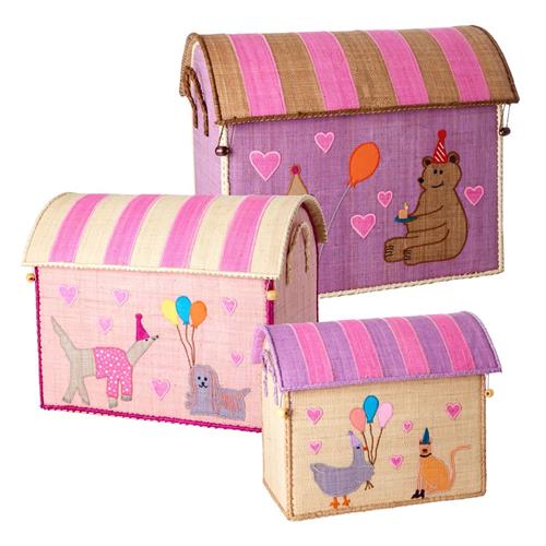 RICE 3-pak Party Animal Raffiakurver Lyserøde One Size      unisex