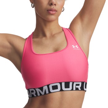 Under Armour Bh Mid Branded Sport Bra Rosa polyester Large Dame