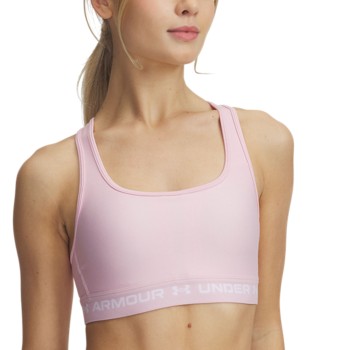 Under Armour Bh Mid Crossback Sport Bra Rosa/Hvid polyester Large Dame