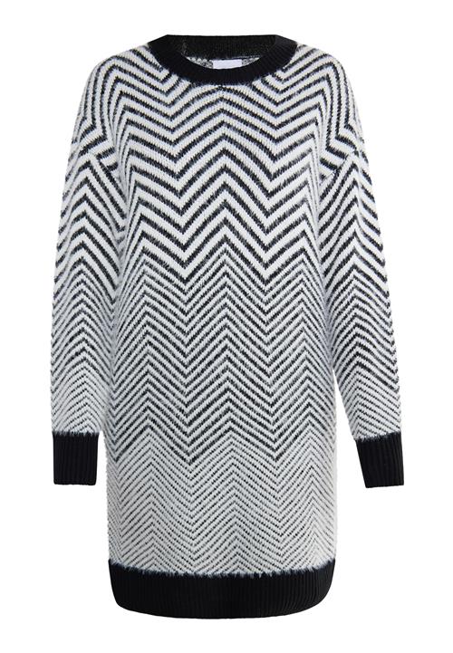 usha WHITE LABEL Strikkjole 'Vanne'  sort / hvid