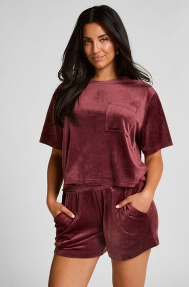 Hunkemöller Fløjlsshorts med lomme Rød