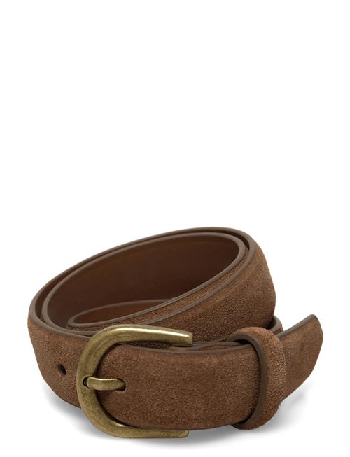 Suede Leather Belt Mango Brown