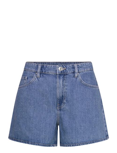 High-Waisted Straight-Fit Denim Shorts Mango Blue